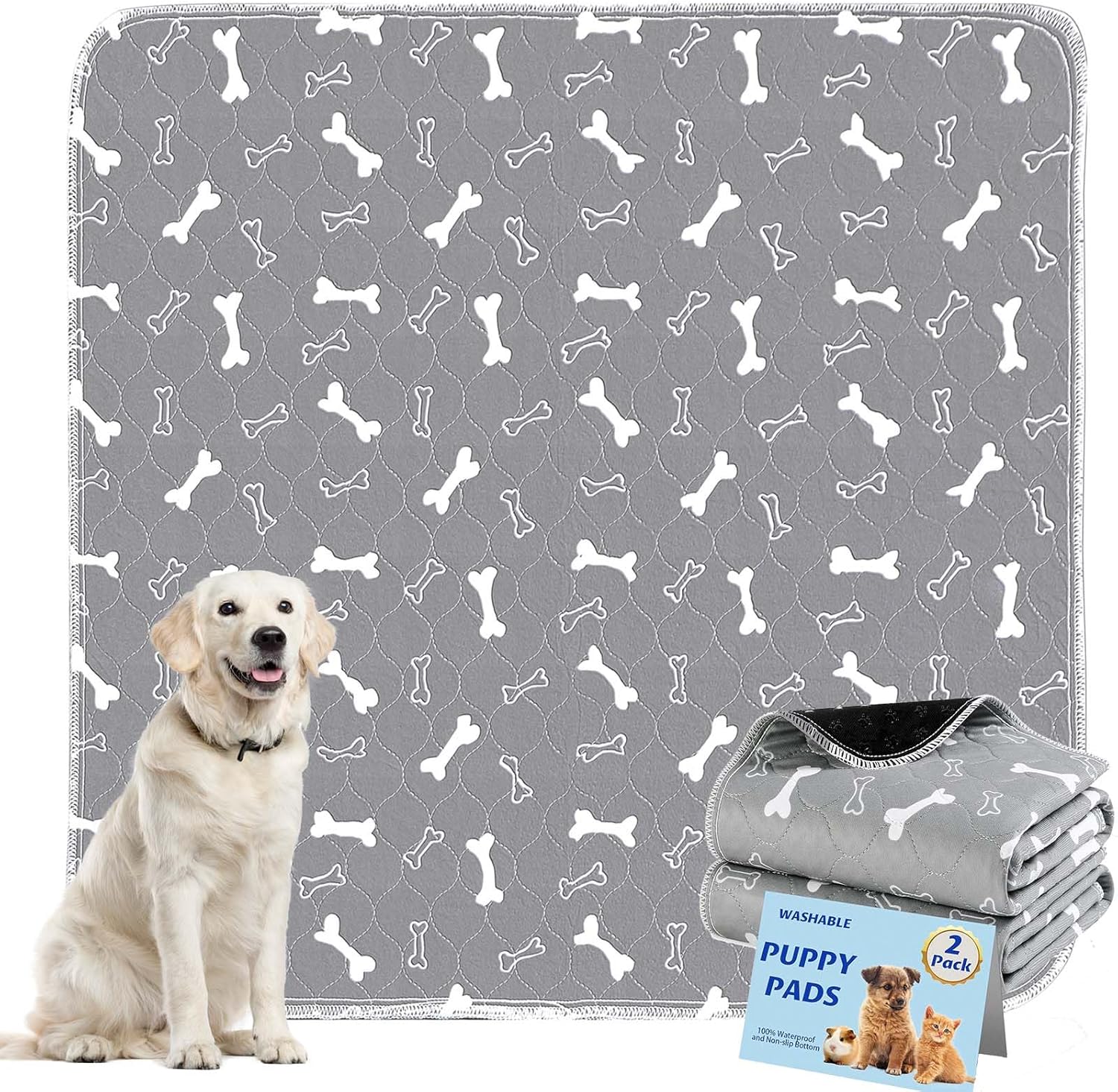 Washable Pee Pads for Dogs Large 54in x 54in 2-Pack Reusable