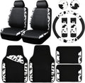 Cow Print Car Accessories Set Faux Leather Seat Covers & Mats - Cute