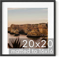 Black Oak Wood 20x20 Picture Frame Matted to 16x16 - Contemporary Wall