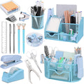 17 in 1 Blue Desk Organizers and Accessories Set - Compact Desk