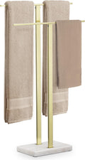 Standing Towel Rack with Marble Base 2-Tier Towel Stand - Stable