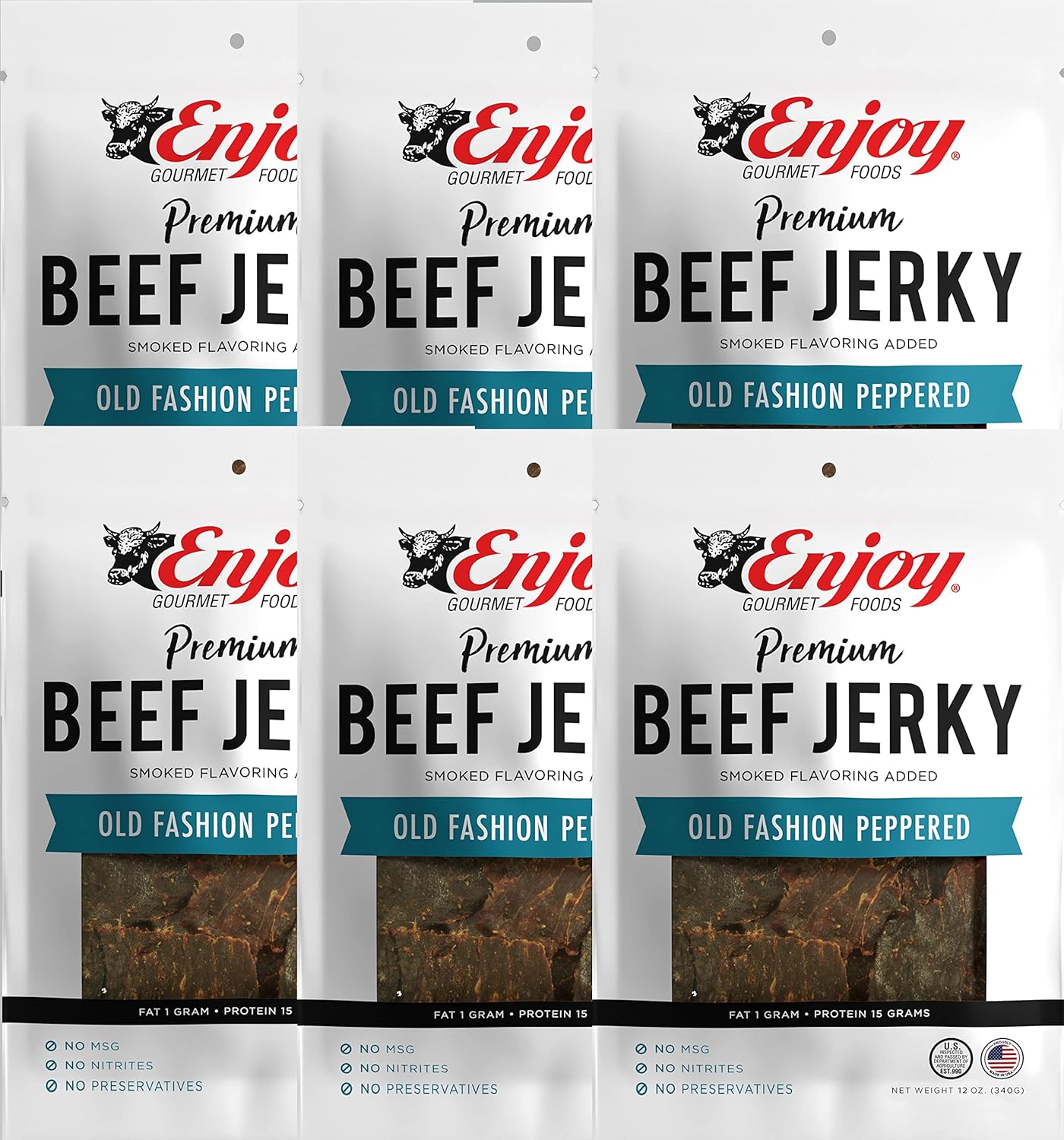 Enjoy Old Fashion Peppered Beef Jerky - High Protein Snack