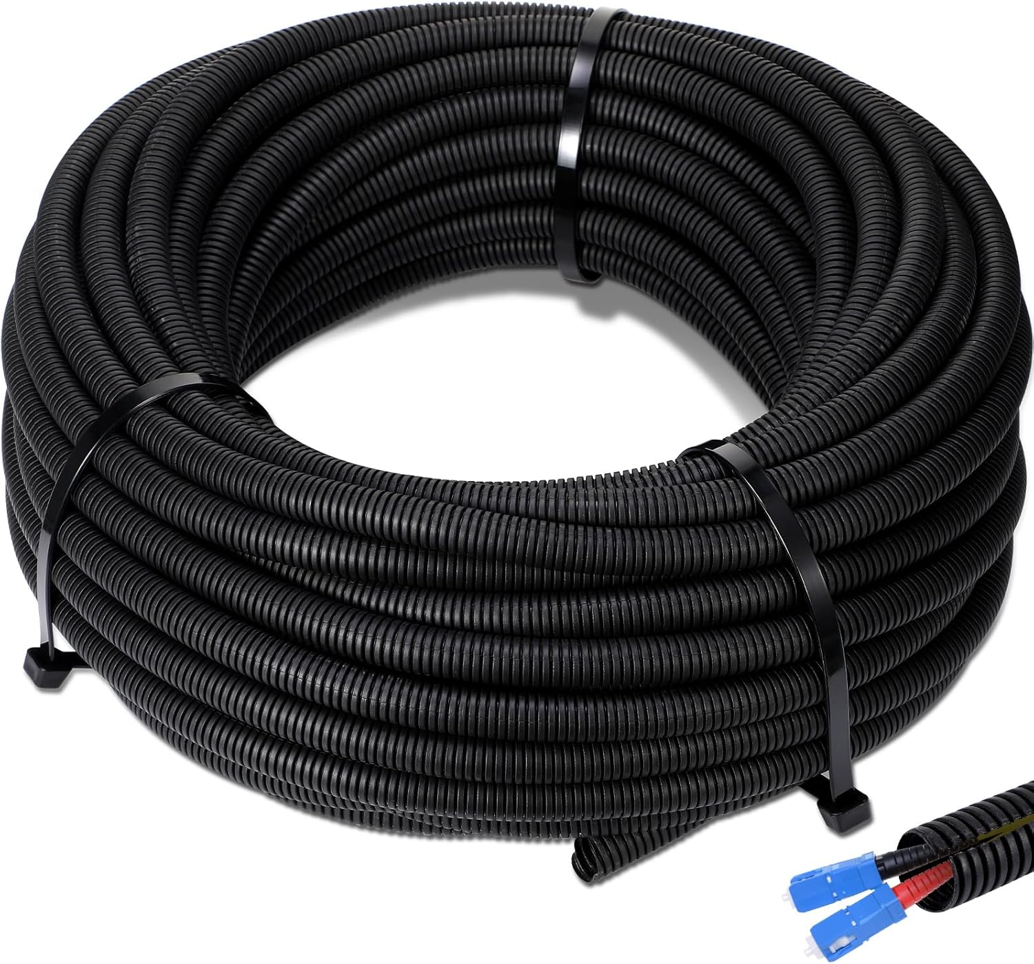 Sasylvia 3/4in X 200 Ft Split Wire Loom Tubing for Cable Protection