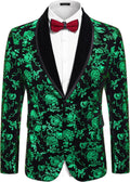 Men's Velvet Tuxedo Floral Blazer Jacket for Dinner & Prom
