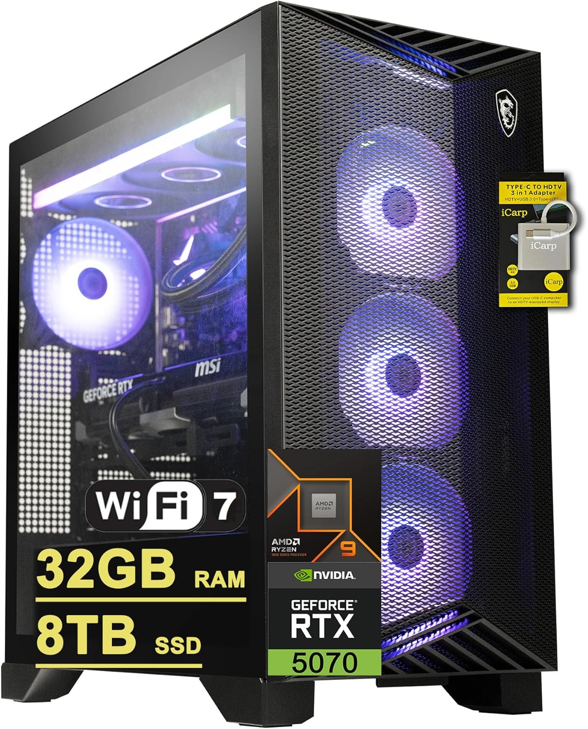MSI Aegis ZS2 Gaming Desktop with Ryzen 9 9900X and RTX 5070