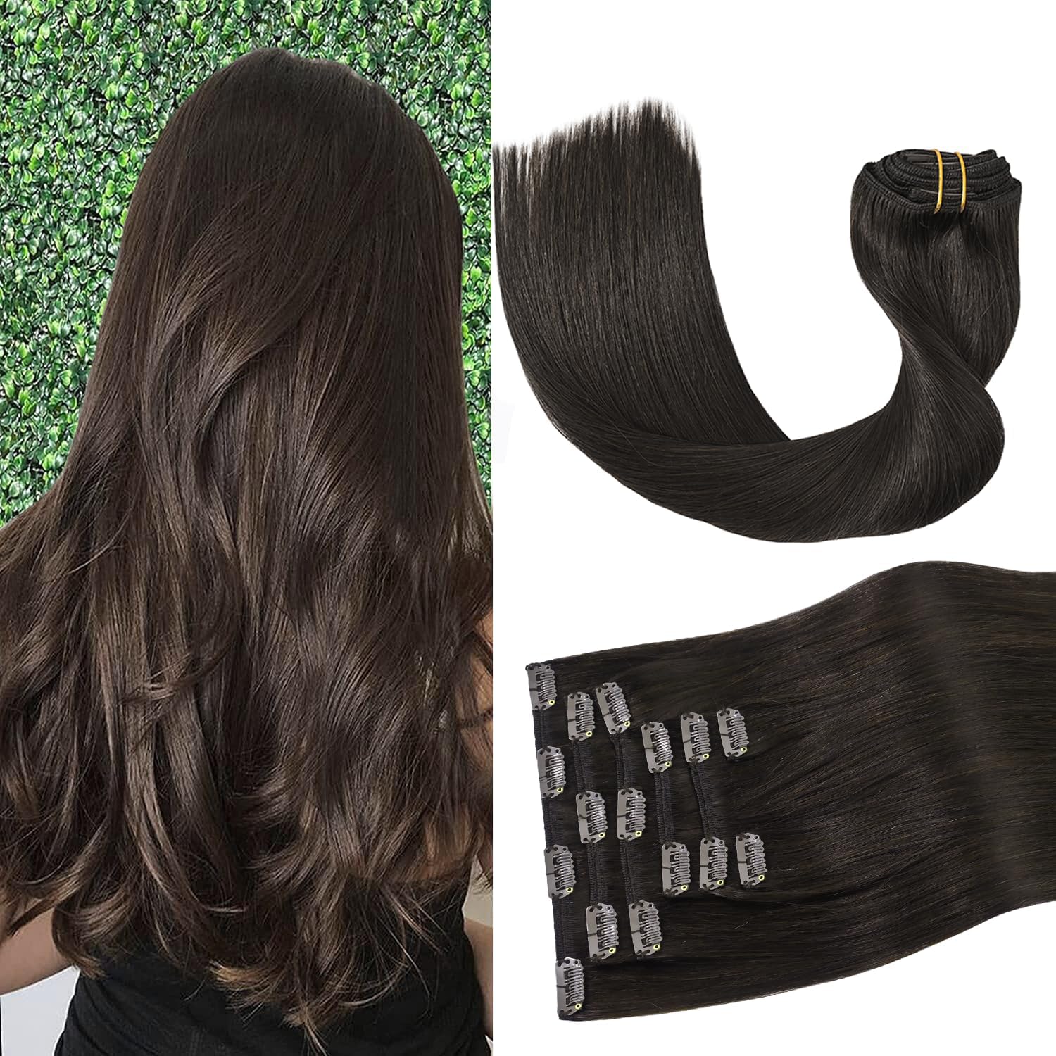 Clip In Hair Extensions Real Human Hair for Fashion Women