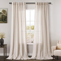 Extra Long Curtain 108 in Long 2 Panels Set Beige Linen Drapes - Light