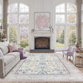 DCX Purple Floral 8x10 Area Rug - Machine Washable Boho Botanical