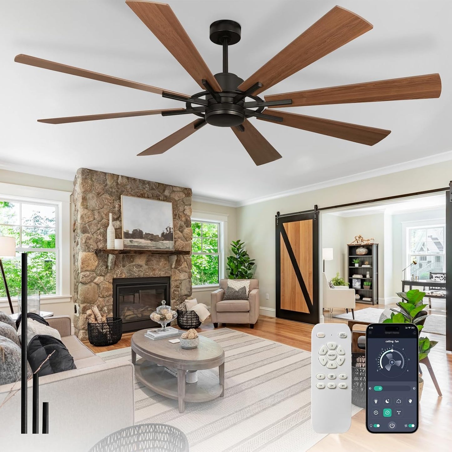 Depuley 72 Inch Ceiling Fan Without Light for Indoor Outdoor Use