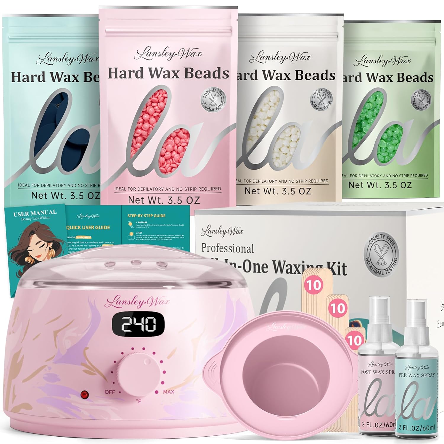 LANSLEYWAX Digital Waxing Kit for Effortless Hair Removal