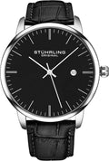 Stuhrling Original Black Leather Dress Watch