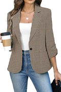 ELLEVEN Women's Ruched 3/4 Sleeve Blazer - Slim Lightweight Jacket