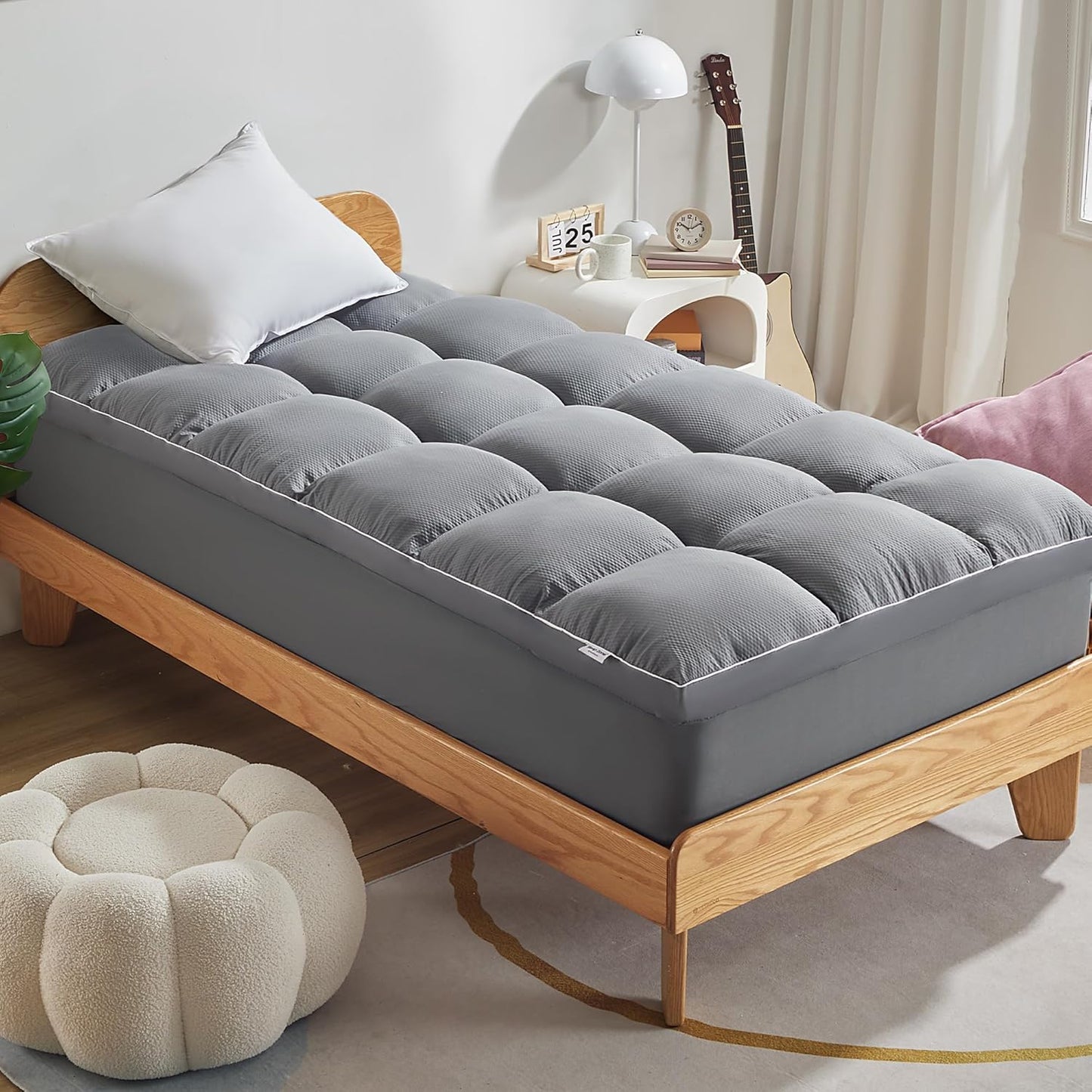 SLEEP ZONE Twin XL Mattress Topper for Back Pain Relief