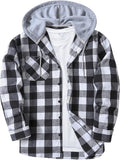 ZITY Men's Flannel Hoodie Shirt - Casual Plaid Button-Down for Daily