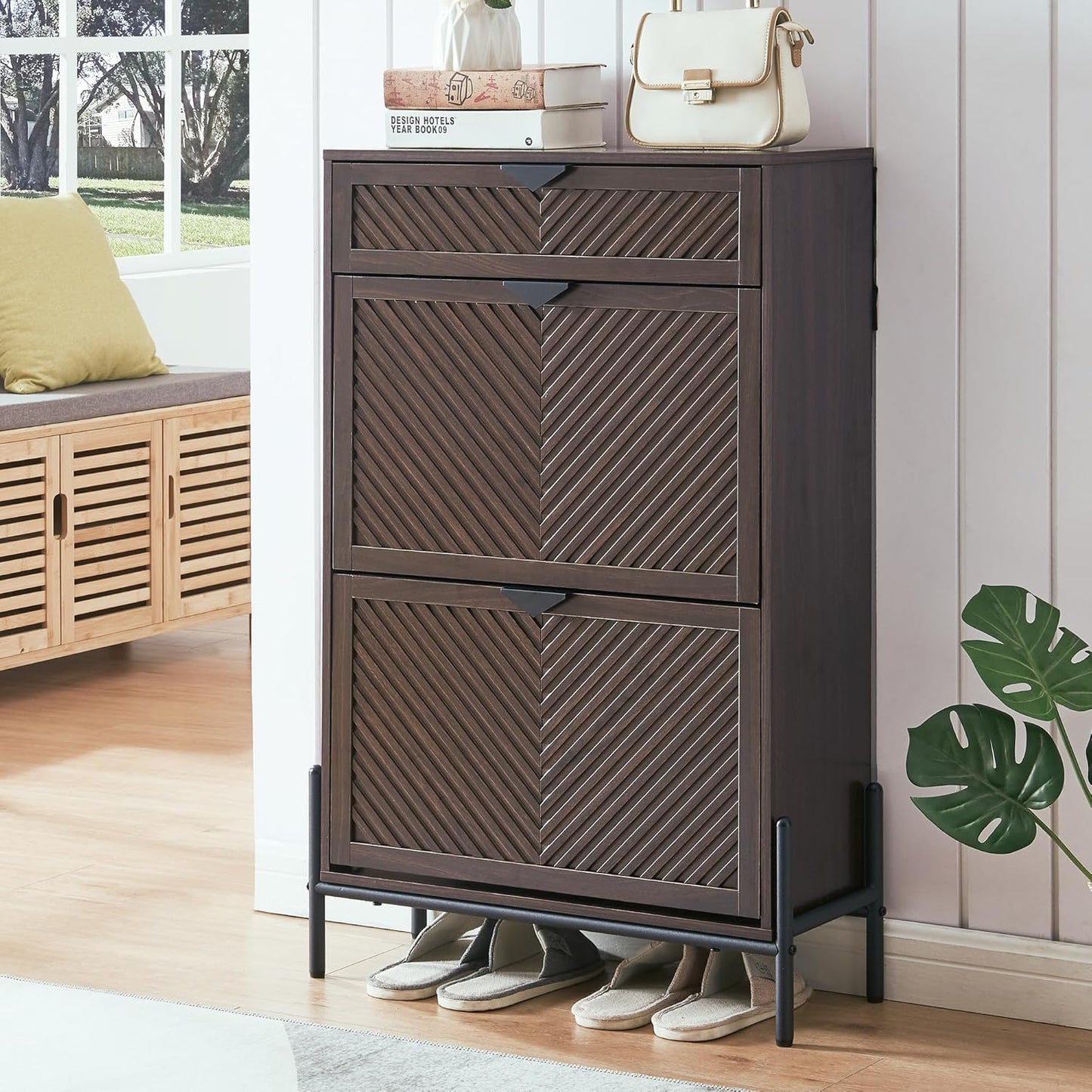Shoe Cabinet Storage with 2 Flip Drawers for Entryway Organization