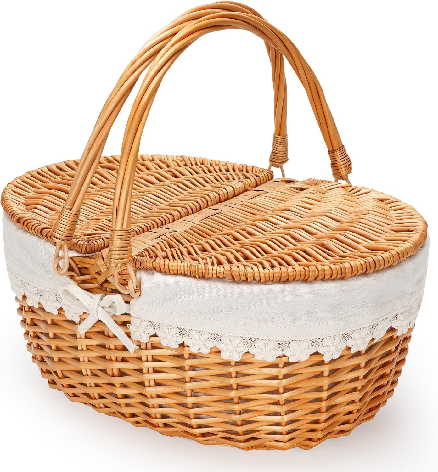Wicker Picnic Basket with Removable Liner for Outdoor Fun