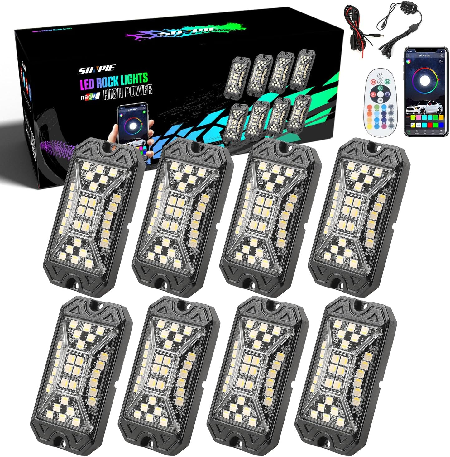 Vibrant RGBW Rock Lights for Trucks, SUVs, ATVs, and Boats