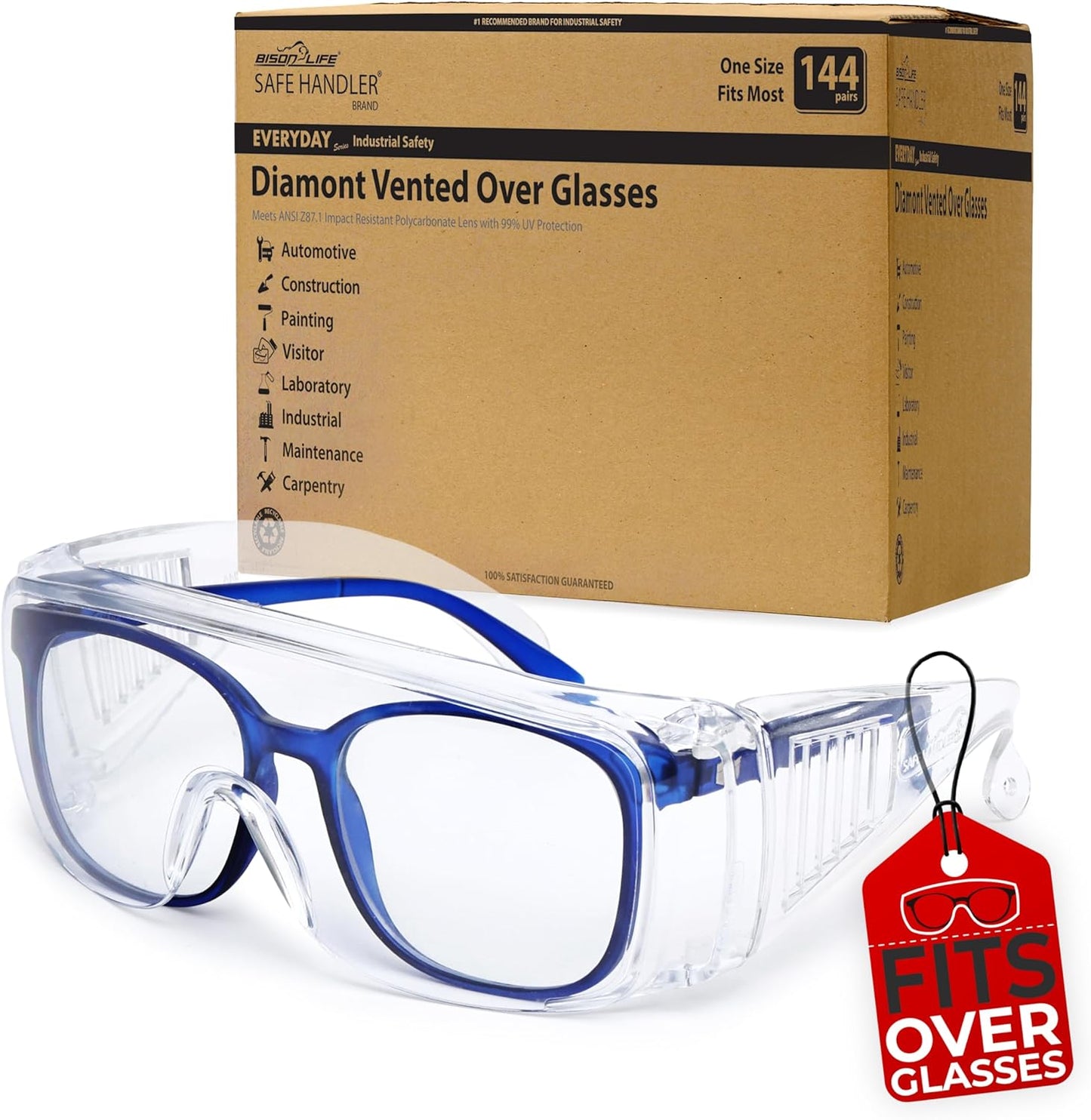 BISON LIFE Diamont Vented Over Glasses Safety Glasses Review