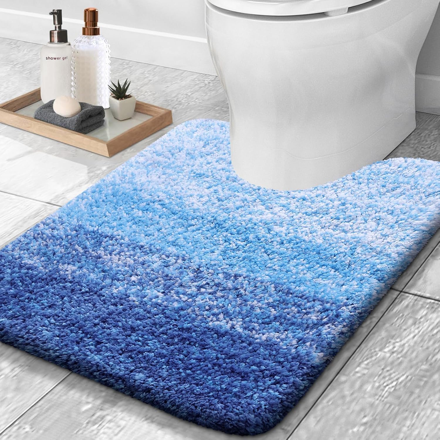 OLANLY Luxury Toilet Rugs U-Shaped Soft Microfiber Bath Mat