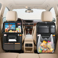 Leather Car Backseat Organizer with Foldable Tray - 2 Pack