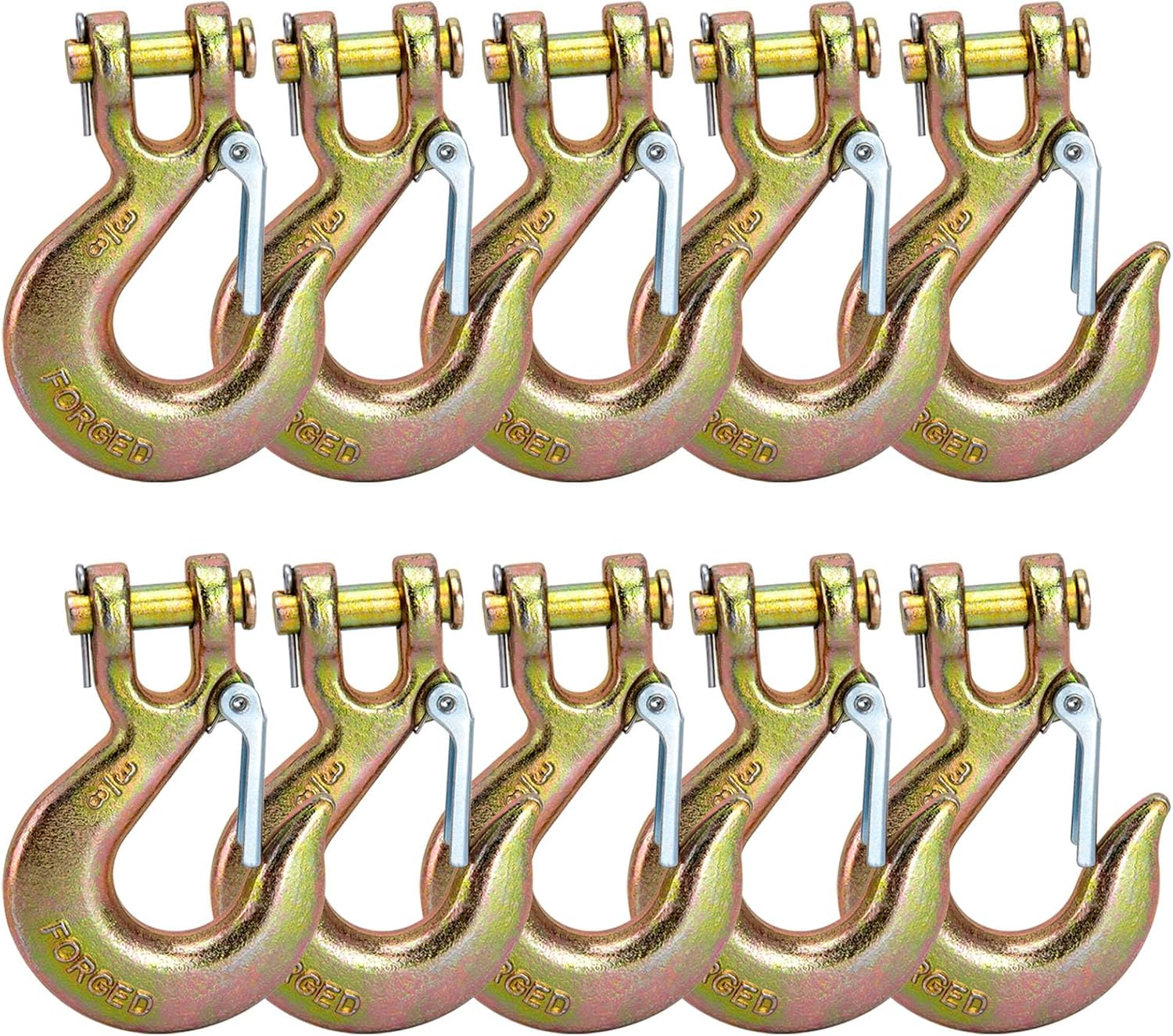 Heavy Duty 3/8 Chain Hooks with Safety Latch for Towing Needs