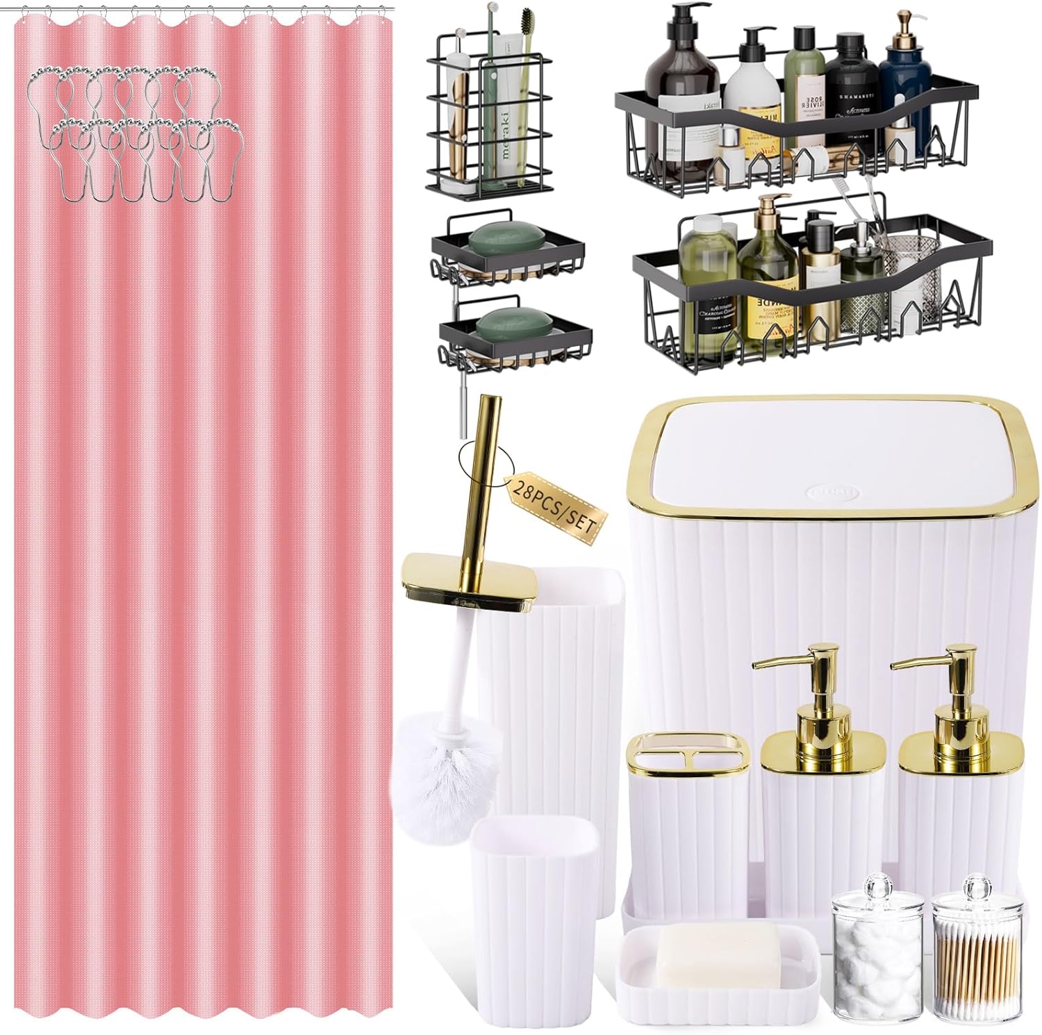 28PC White Bathroom Accessories Set for Stylish Home Decor