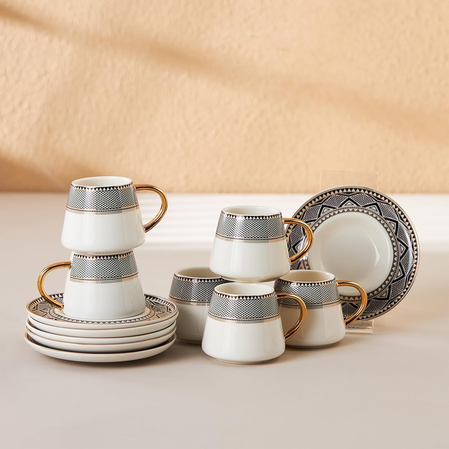 KARACA Globe Turkish Coffee Cup Set of 6 for Elegant Serving