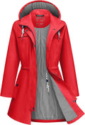 Rain Jacket Women Long Lightweight Waterproof Trench Coat - Hooded