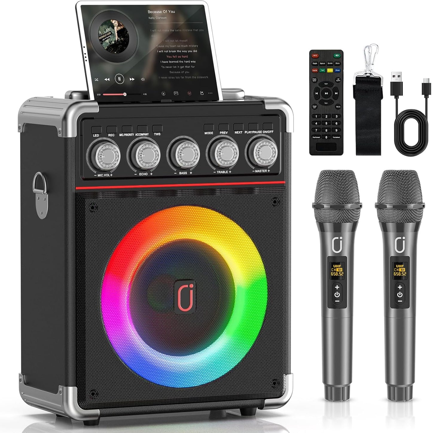 Karaoke Machine for Adults and Kids with Dual Microphones