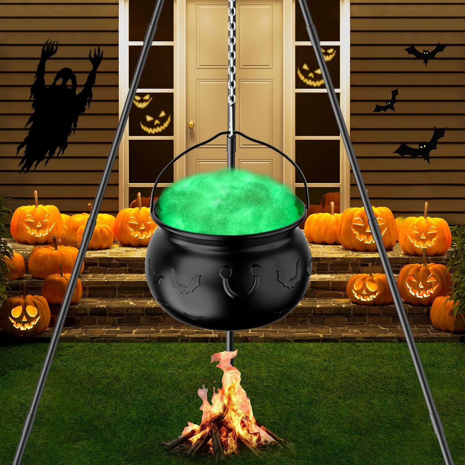 Halloween Decorations Outdoor: Large Witches Cauldron with LED Lights