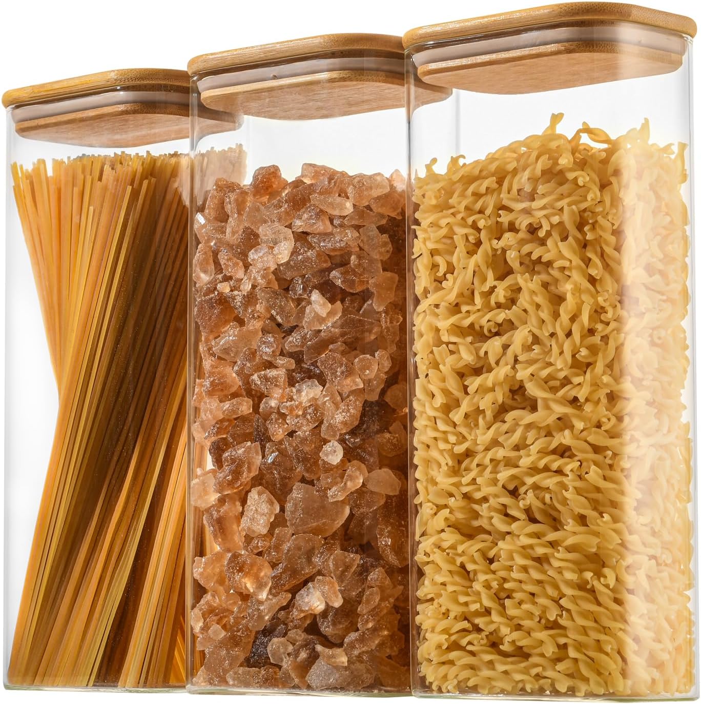 71oz Rectangle Airtight Glass Storage Containers with Bamboo Lids