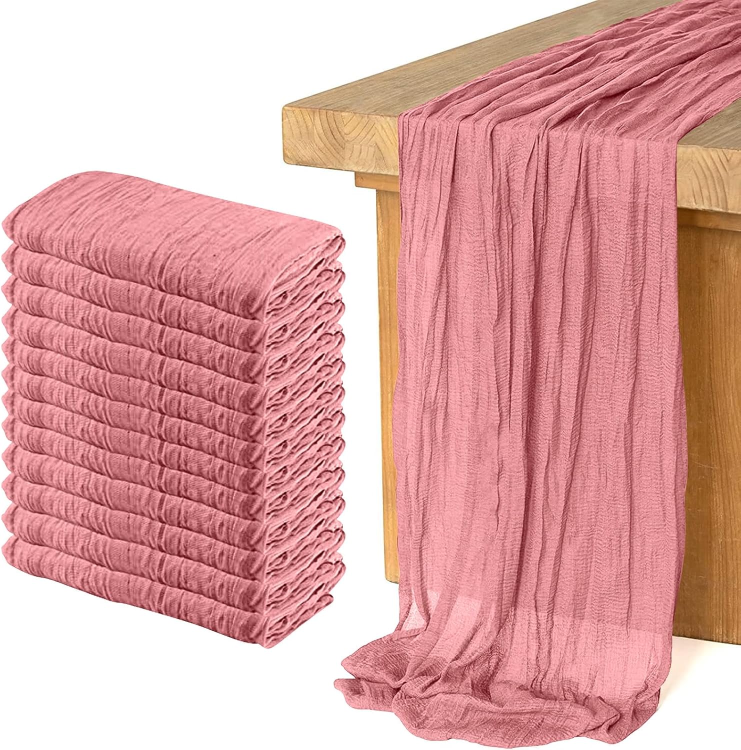 12 Pack Cheesecloth Table Runner for Boho Wedding Decor