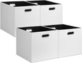 Collapsible Storage Bins 13x15x13in Fabric Cubes - Set of 4 White