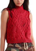 Turtleneck Crochet Sweater Vest - Lightweight Fall Knit Tank