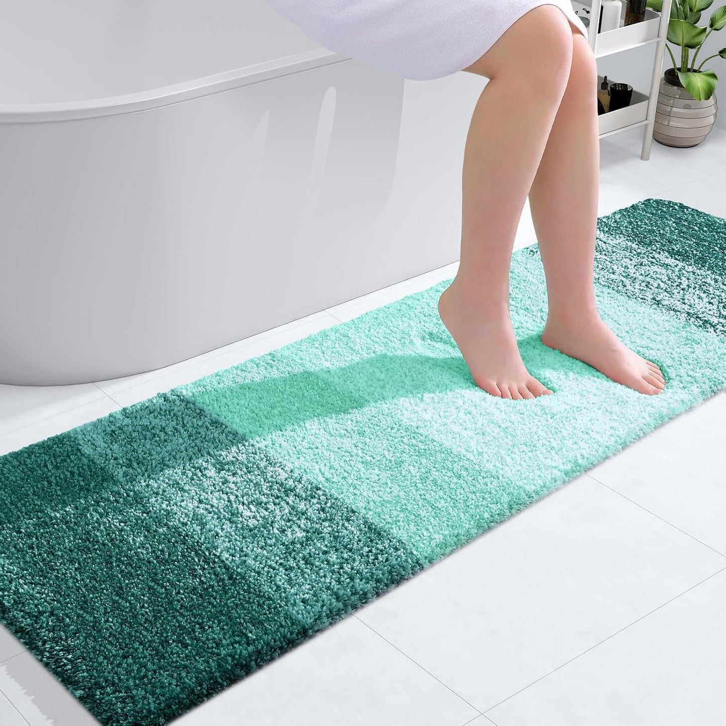 OLANLY Bathroom Runner Rugs 59x17, Soft Microfiber Bath Mats