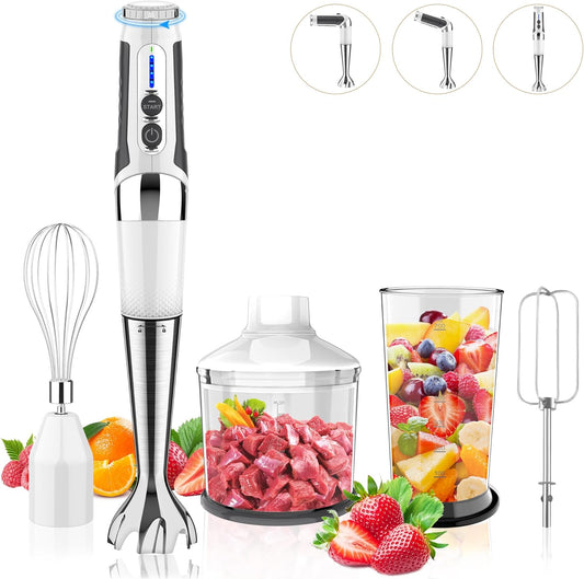 Toogel Cordless Hand Blender: 4-in-1 Rechargeable, 21-Speeds, 3-Angle Adjustable