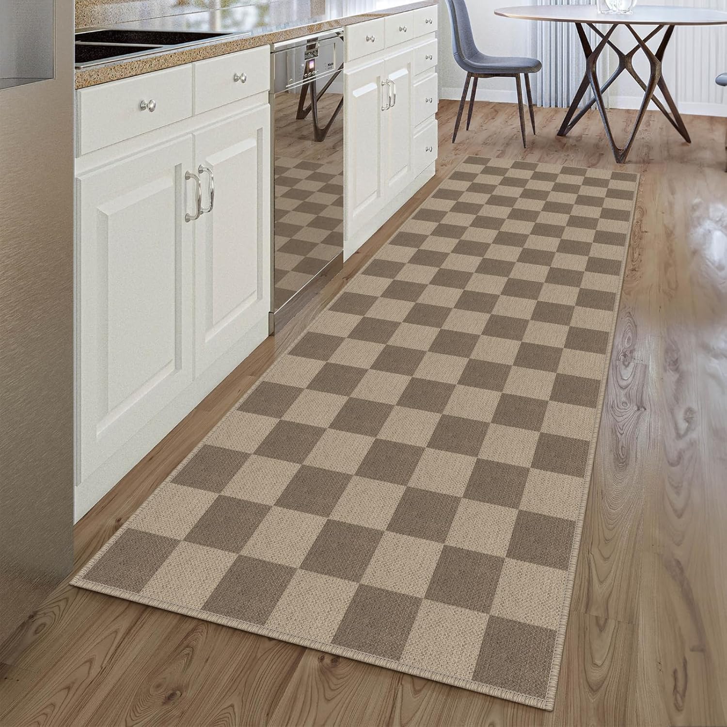 Easy Jute Checkered Runner Rug for Hallway and Kitchen Use