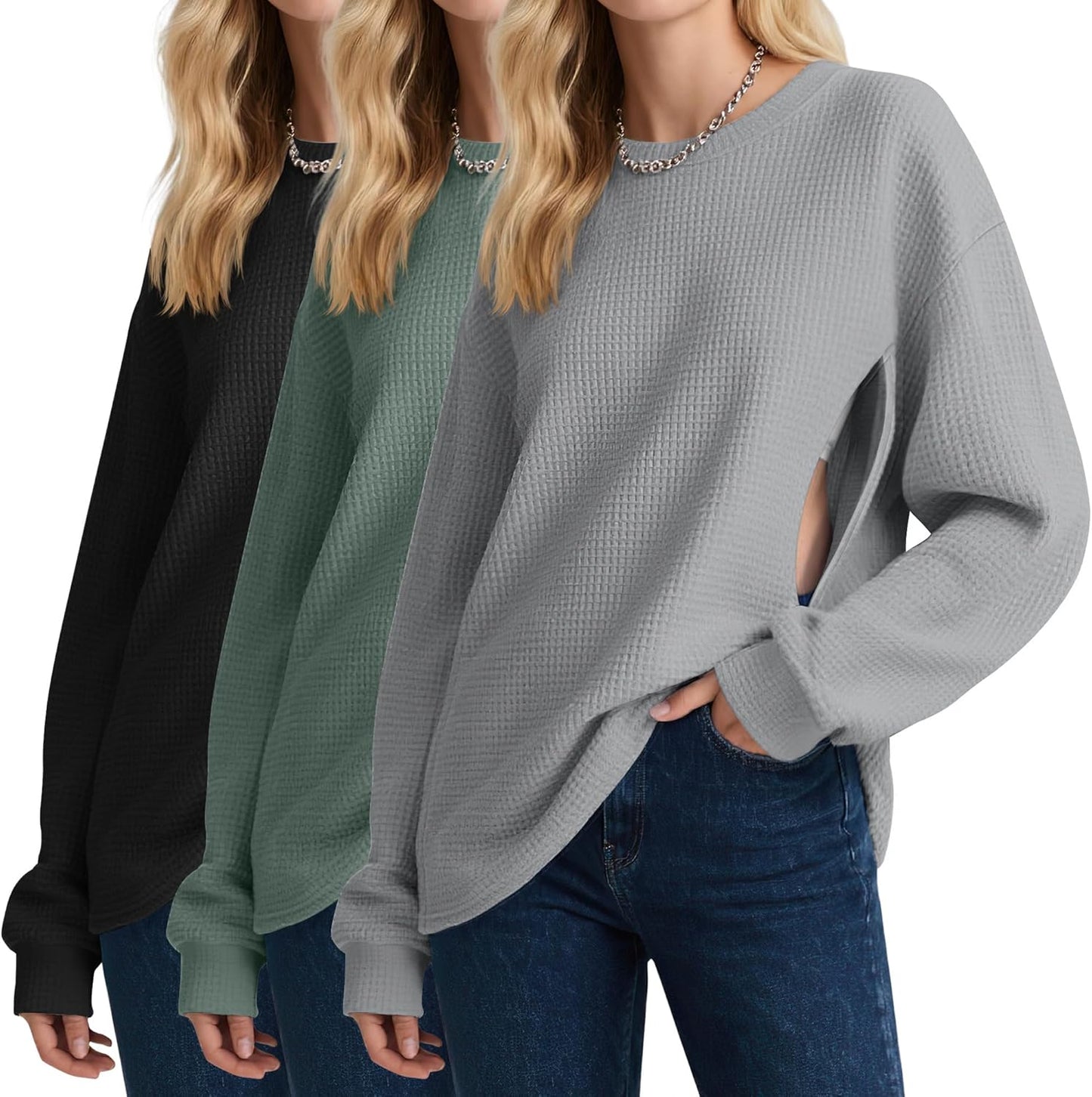3 Pack Women's Oversized Nursing Tops for Comfortable Feeding