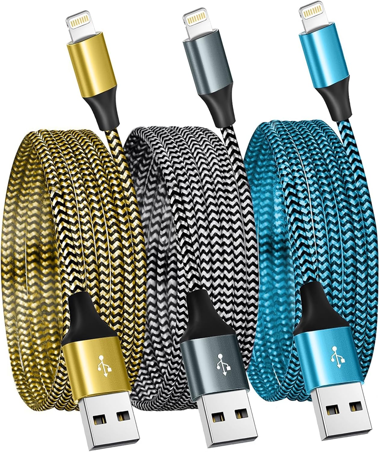 Fast Charge 3 Pack iPhone Lightning Cable Set by SHUSEL