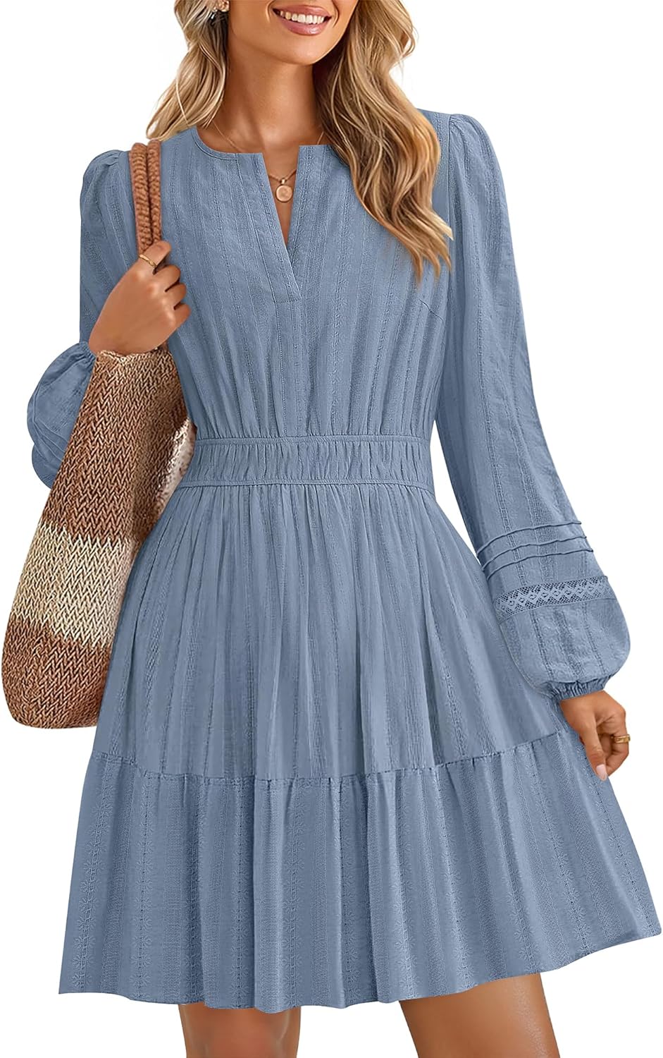 ZESICA Fall Long Sleeve Mini Dresses for Women 2025 Stylish