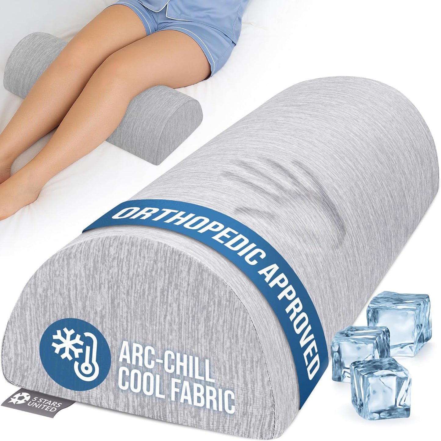 5 STARS UNITED Knee Pillow for Back Sleeping Relief and Comfort