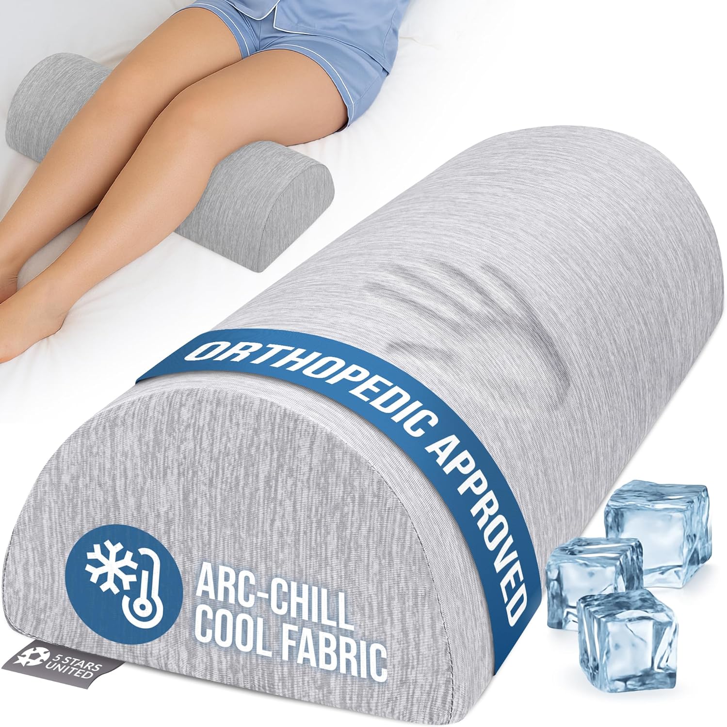 5 STARS UNITED Knee Pillow for Back Sleeping Relief and Comfort