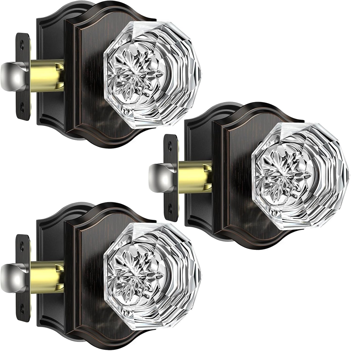 Elegant Crystal Glass Door Knobs Set for Bedroom and Bathroom