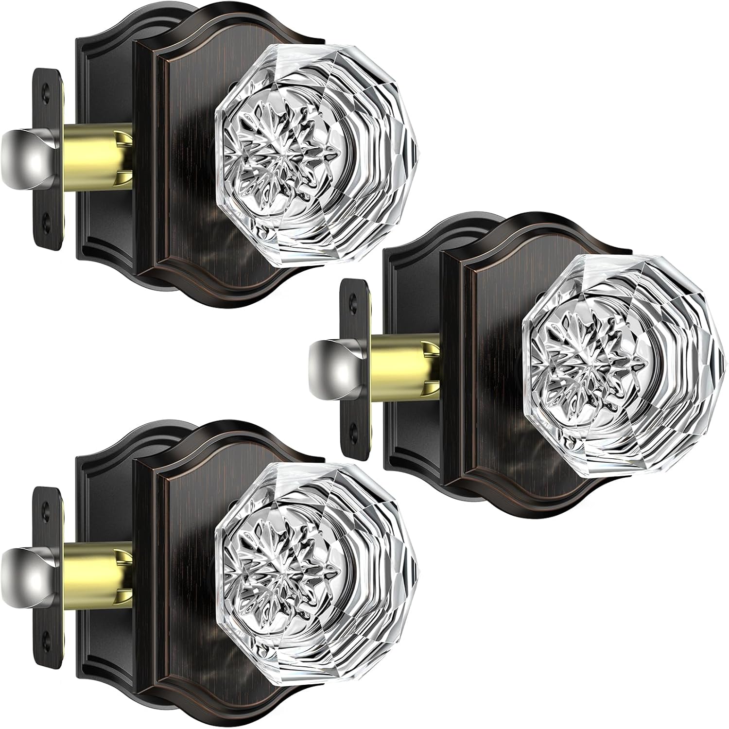 Elegant Crystal Glass Door Knobs Set for Bedroom and Bathroom