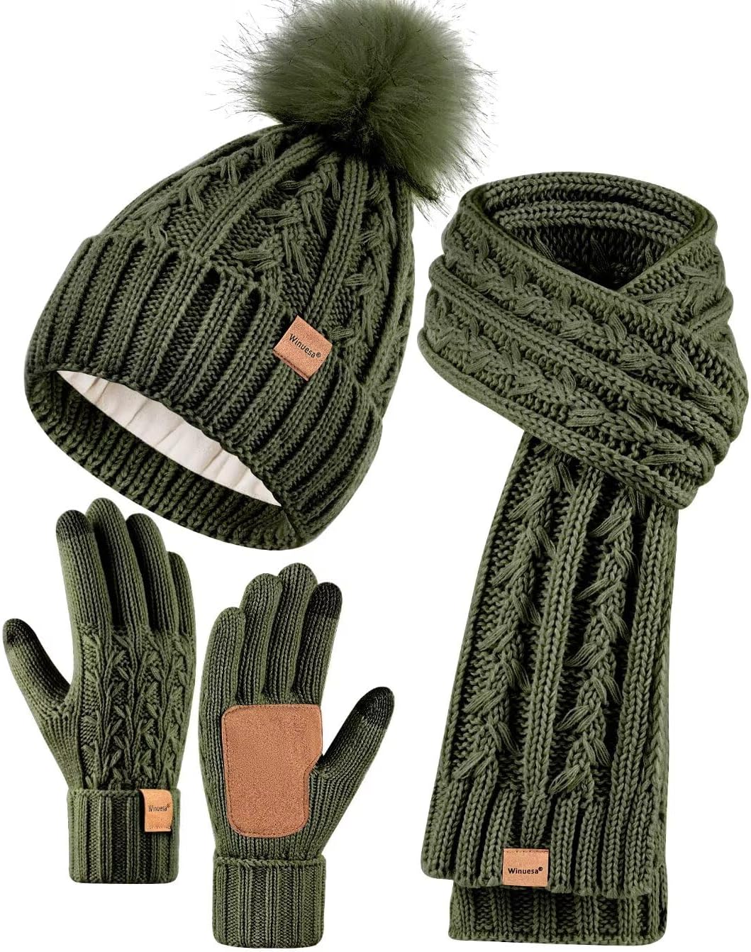 Womens Beanie Hat Scarf Gloves Set for Cold Weather Comfort