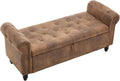 Furniliving 55 End of Bed Bench with Storage - Tufted Upholstered