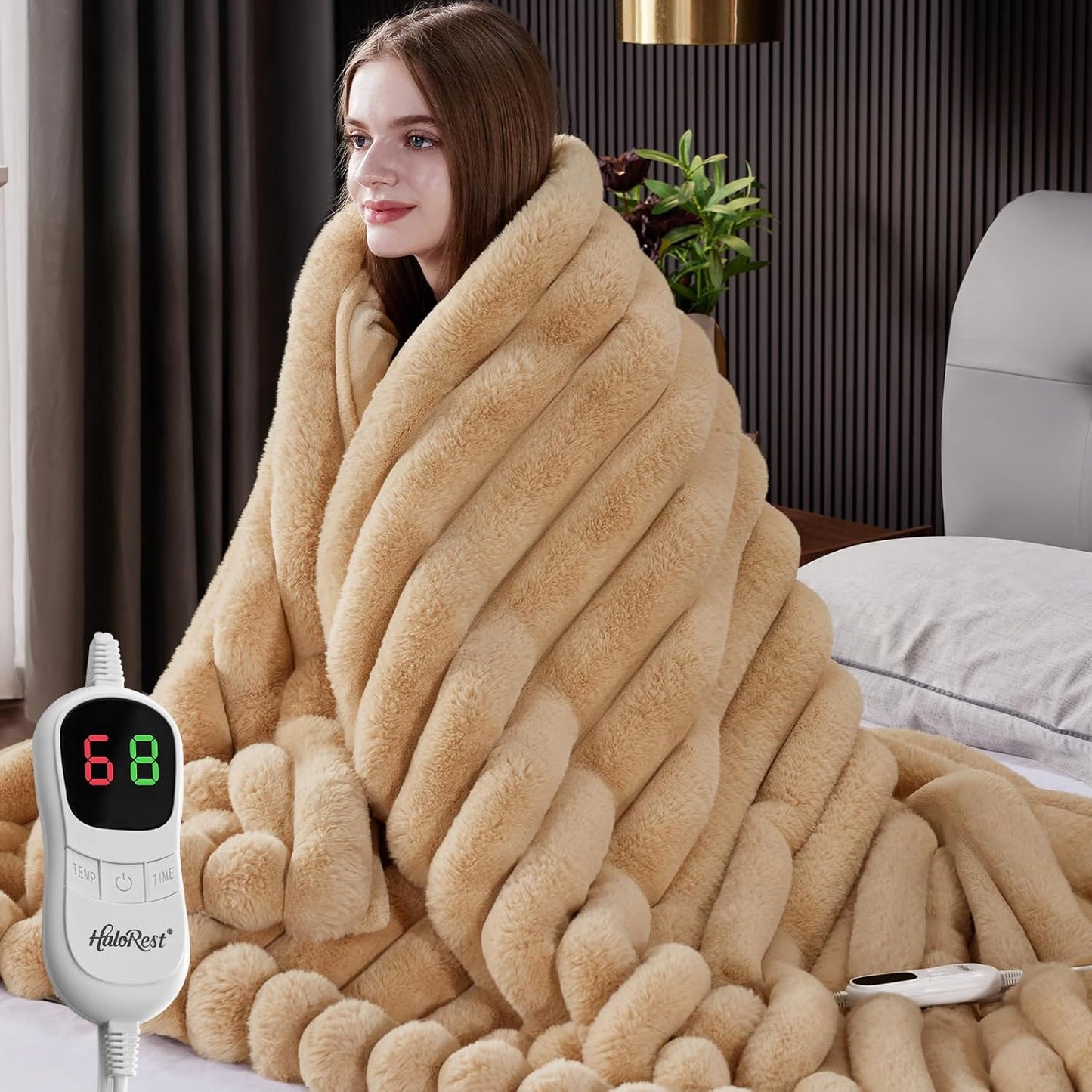Heated Throw Blanket for Cozy Comfort with Overheat Protection
