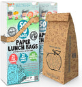 Disposable Lunch Bags for Kids - Cute Kraft Paper Snack Bags 50pc