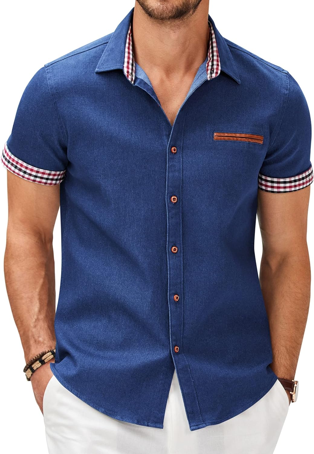 COOFANDY Men's Casual Cotton Short Sleeve Button Down Shirt