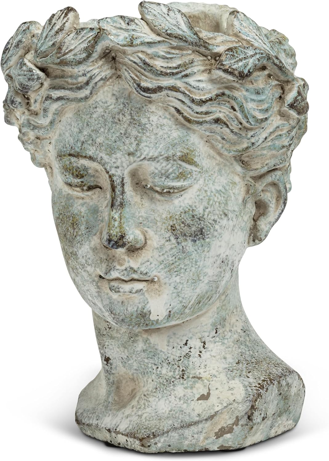 Goddess Head Planter - Small Cement Indoor and Outdoor Pot